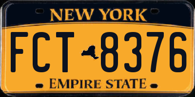 NY license plate FCT8376