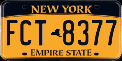 NY license plate FCT8377