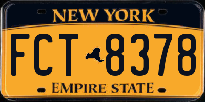 NY license plate FCT8378