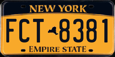 NY license plate FCT8381