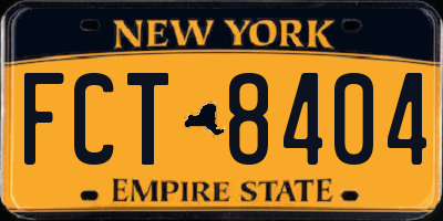 NY license plate FCT8404