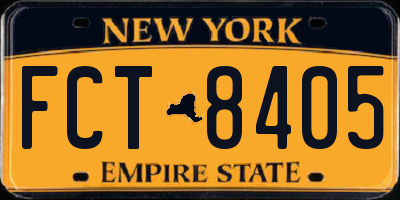 NY license plate FCT8405