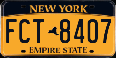 NY license plate FCT8407