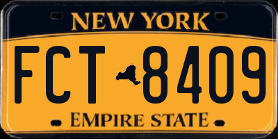 NY license plate FCT8409