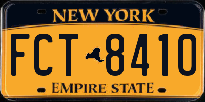NY license plate FCT8410