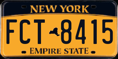 NY license plate FCT8415