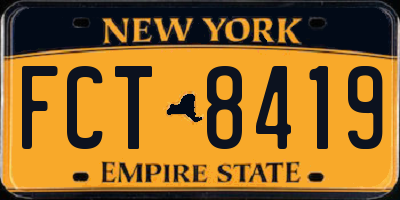 NY license plate FCT8419