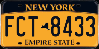 NY license plate FCT8433