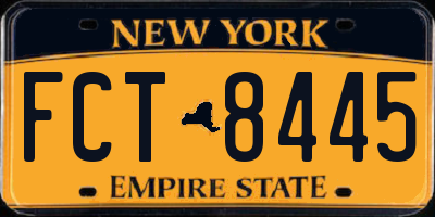 NY license plate FCT8445