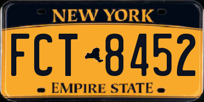 NY license plate FCT8452