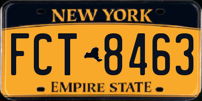 NY license plate FCT8463