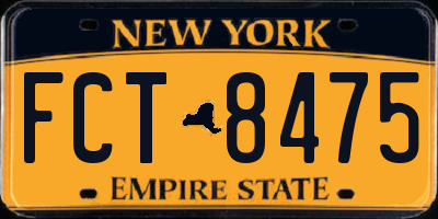 NY license plate FCT8475