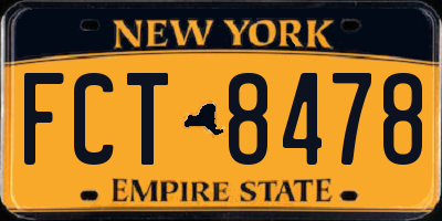 NY license plate FCT8478