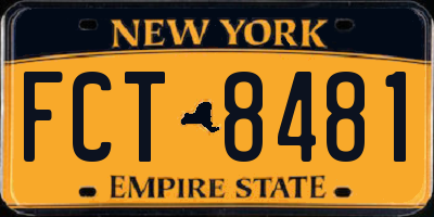 NY license plate FCT8481