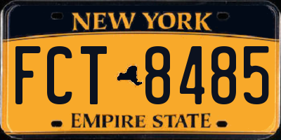 NY license plate FCT8485