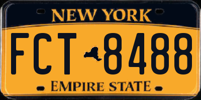 NY license plate FCT8488