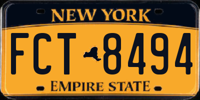 NY license plate FCT8494