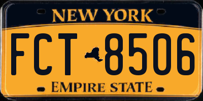 NY license plate FCT8506