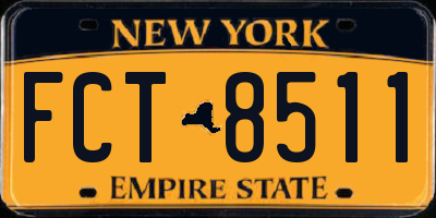 NY license plate FCT8511