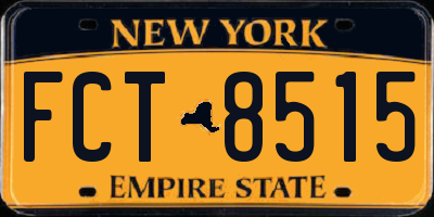NY license plate FCT8515