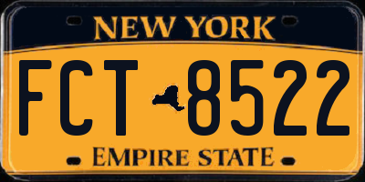 NY license plate FCT8522