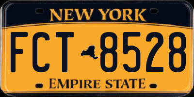 NY license plate FCT8528