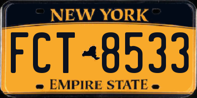 NY license plate FCT8533