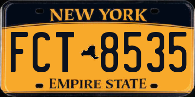 NY license plate FCT8535