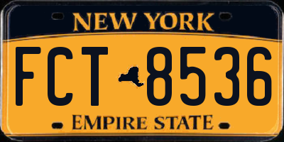 NY license plate FCT8536