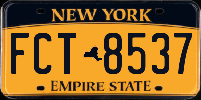 NY license plate FCT8537