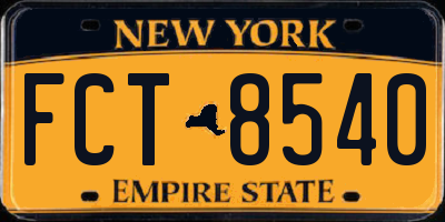 NY license plate FCT8540