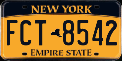 NY license plate FCT8542