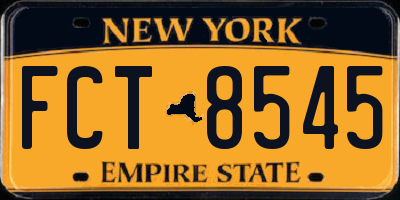NY license plate FCT8545