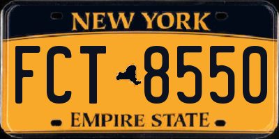 NY license plate FCT8550