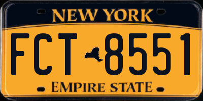 NY license plate FCT8551