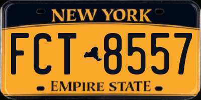 NY license plate FCT8557