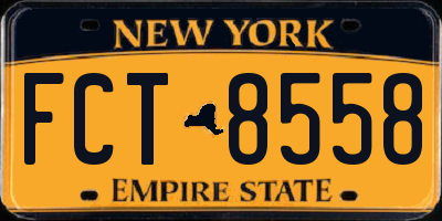 NY license plate FCT8558