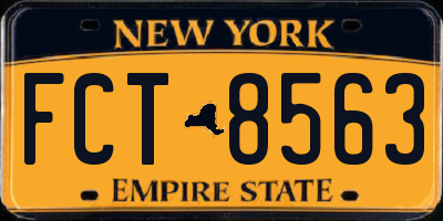 NY license plate FCT8563