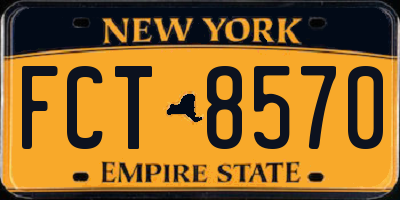 NY license plate FCT8570