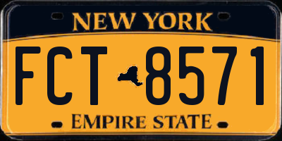 NY license plate FCT8571
