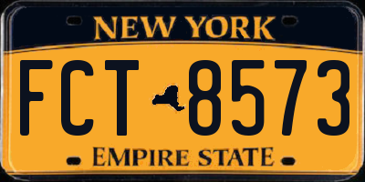 NY license plate FCT8573