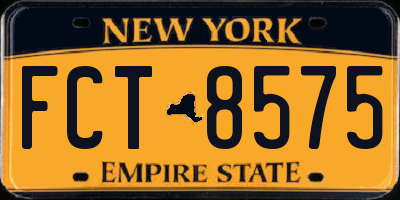 NY license plate FCT8575