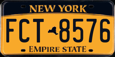 NY license plate FCT8576