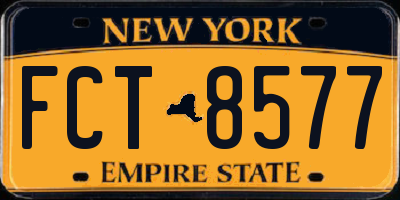 NY license plate FCT8577