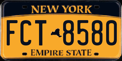 NY license plate FCT8580