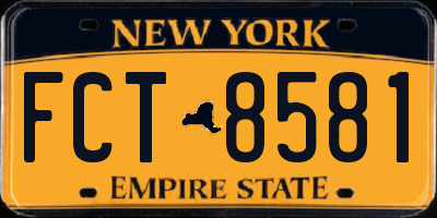 NY license plate FCT8581