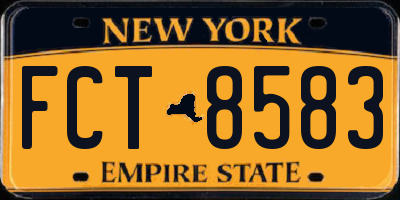 NY license plate FCT8583
