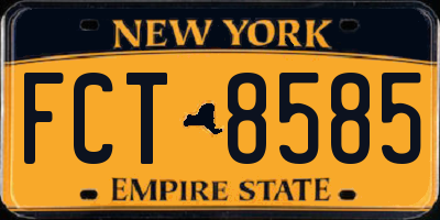 NY license plate FCT8585