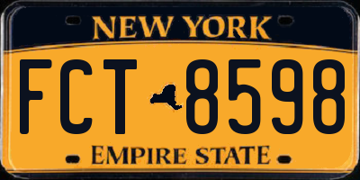NY license plate FCT8598