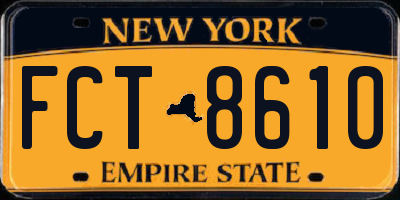 NY license plate FCT8610